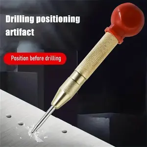 Adjustable Automatic Center Punch Tool Set, Steel Tip, Spring Loaded, Suitable for Metal Wood Plastic Glass Leather, Blue Marker Included