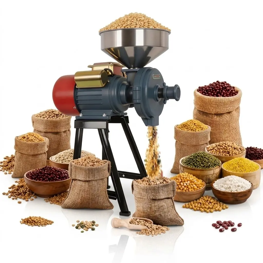 3000W Electric Grain Mill Grinder 110V, Adjustable Thickness Heavy Duty Powder Crusher for Dry & Wet Ingredients, Corn Rice Herbs Pepper Spice Grinding Machine for Home, Farm & Commercial Use