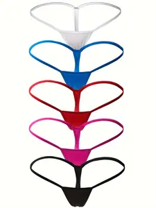 Five-Pack Sexy Low-Waist Fit Thong Underwear for Women, Panties, Backless G-Strings, Comfortably Alluring for Romantic Dates and Nights