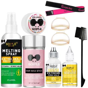 9 Count Wig Essentials Kit - Lace Front Wig Glue, Remover, Wig Caps, Elastic Band, Hair Wax Love At First FindStick, Edge Control and Brush Melting Spray Haircare