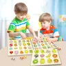 edutree Solid Wood Peg Puzzles for Toddlers 1-4, 6-Pack Montessori Educational Toys with Alphabet, Number, Animal, Vehicle, Shape Peg Blocks, Bright Crafts for Kids to Build Patience, Back to School Gift