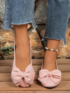 Women's Elegant Bow Flat Shoes, Soft Sole, Anti-Slip Design, Lightweight Fabric, Perfect for Casual and Home Parties, Flats Shoes Women