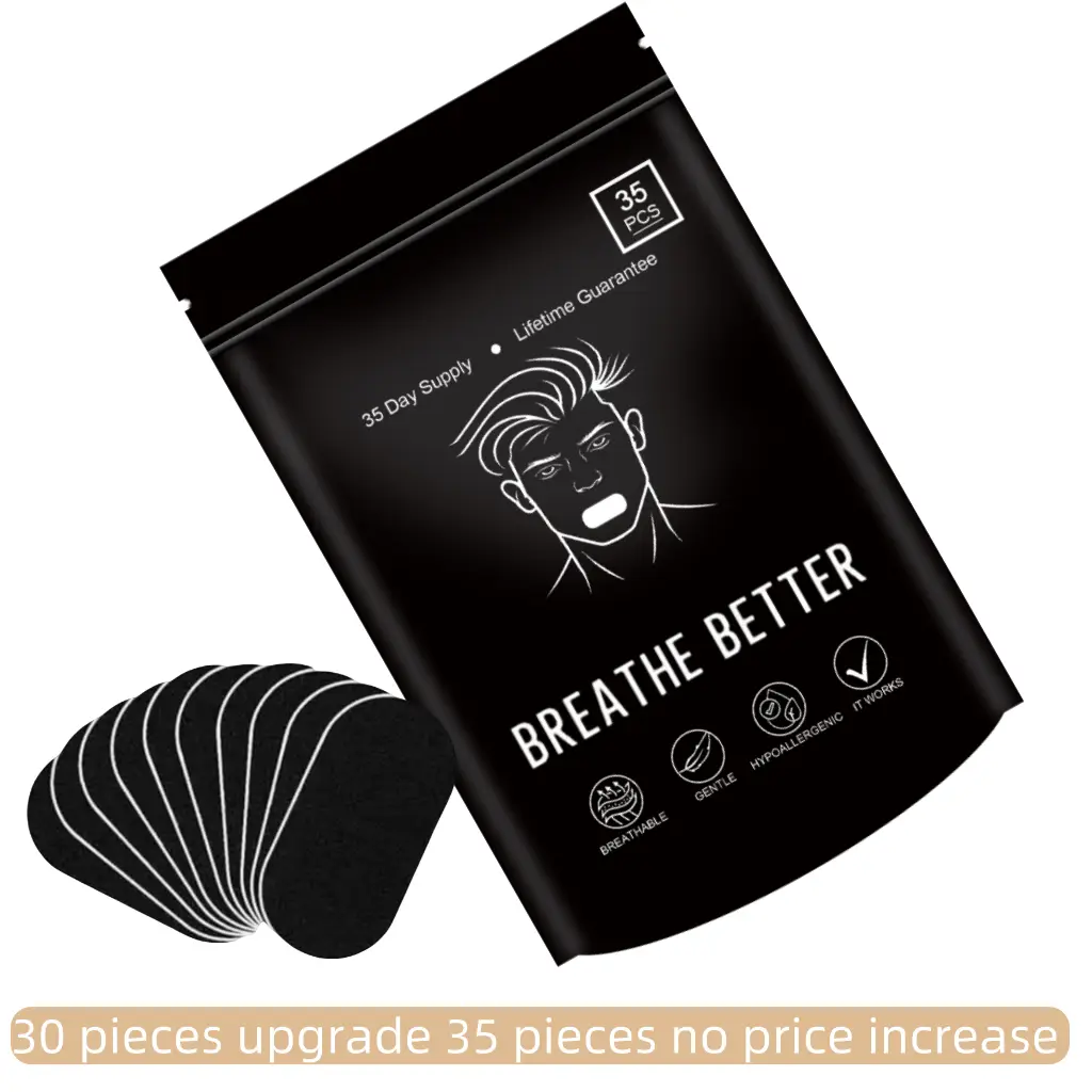30 Packaging Upgrade 35 Packaging Super Breathable Mouth sticker，Ultra Breathable Mouth Tape One Month Supply 35 Strong Adhesive Sleep Strips, Enhance