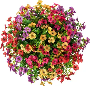Artificial Hanging Flower Basket for Outdoor Summer Décor | UV-Resistant Faux Silk Daisies & Eucalyptus – Realistic, Colorful Look for Porch, Garden, Patio, or Balcony Decoration Decorative Fruit