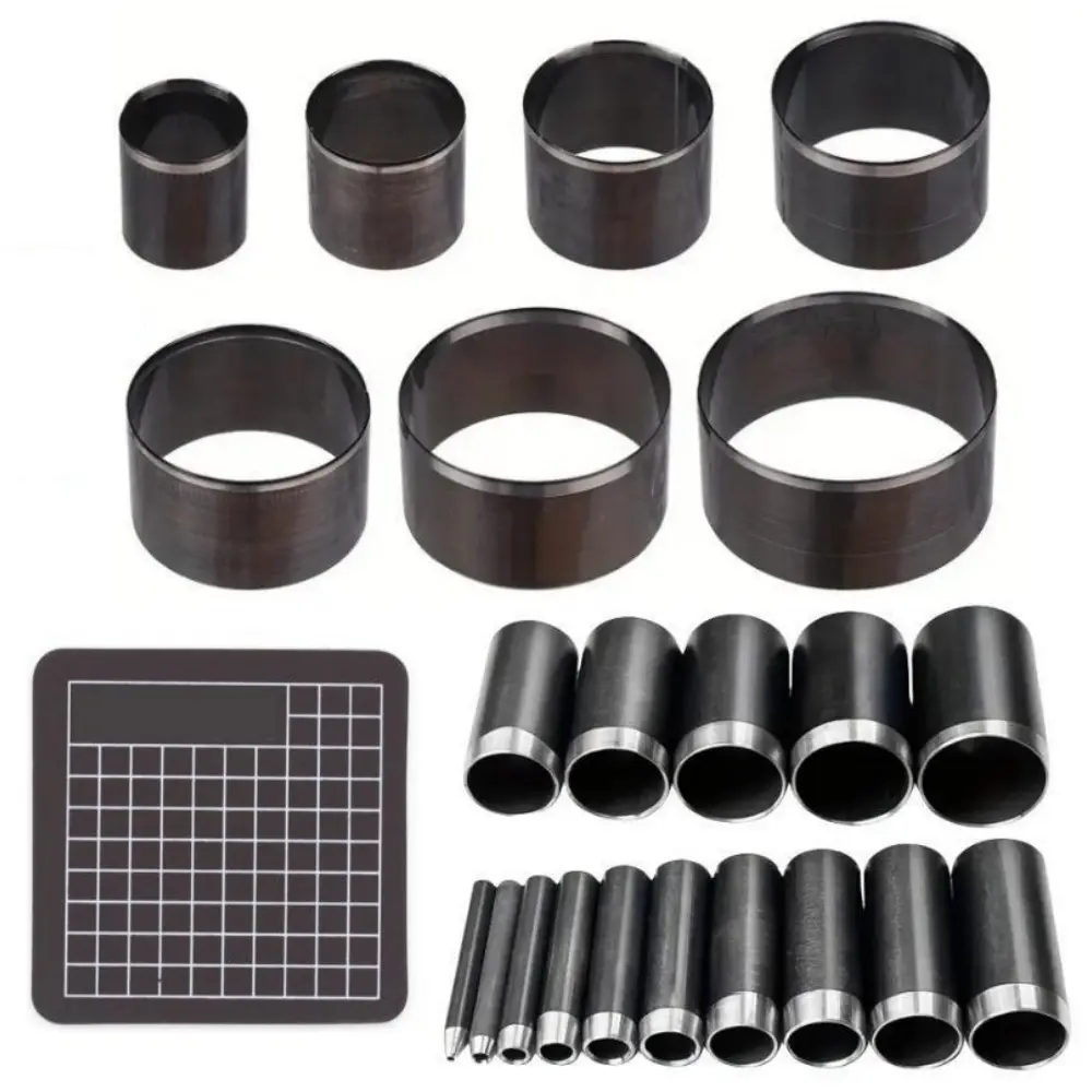 23 pcs Leather Circle Cutter Tool Set High Carbon Steel Round Cutting Dies Hole Punch Tool for DIY Leather Crafts