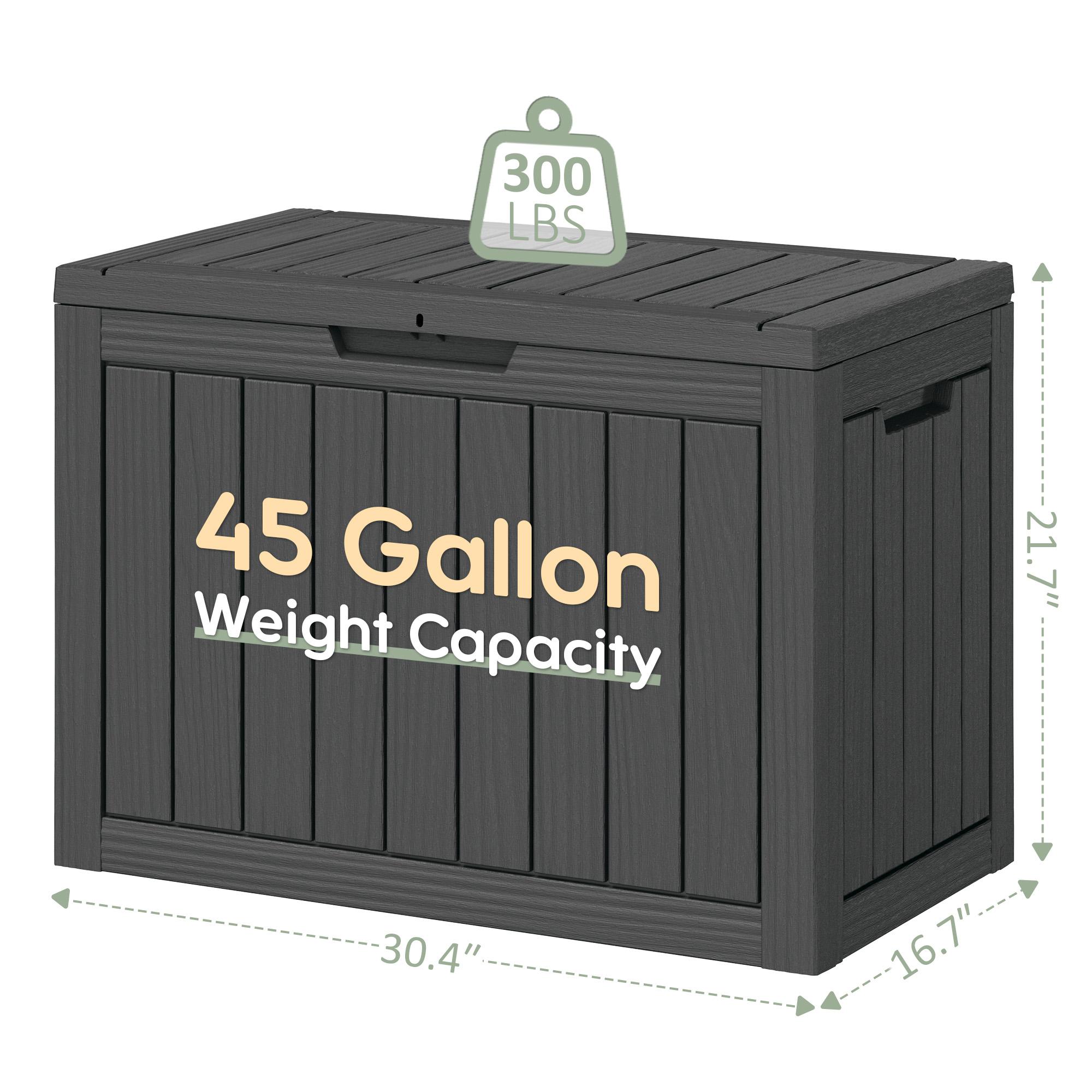 LHBCRAFT 45/72/120/150/180/230 Gallon Outdoor Deck Storage Box, Deck Box, Waterproof [Christmas gift]Resin Indoor and Outdoor Storage Box, Weatherproof and UV Resistant Durable Reinforced Organizer Organiser,Christmas gift