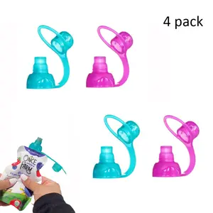 4Pcs Food Bag Top Flow Control Valve, Baby Weaning Anti-Spill Silicone Control Cover, 100% BPA Free Soft Silicone Mouth Protector, Multiple Colors Available, Suitable for Toddler Feeding, Outdoor Travel and Daily Home Use