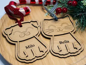 Personalized Cat Dog Pet Animal Ornament | Custom Christmas Pet Name Tag | Engraved Holiday Keepsake | Hanging Tree Decoration