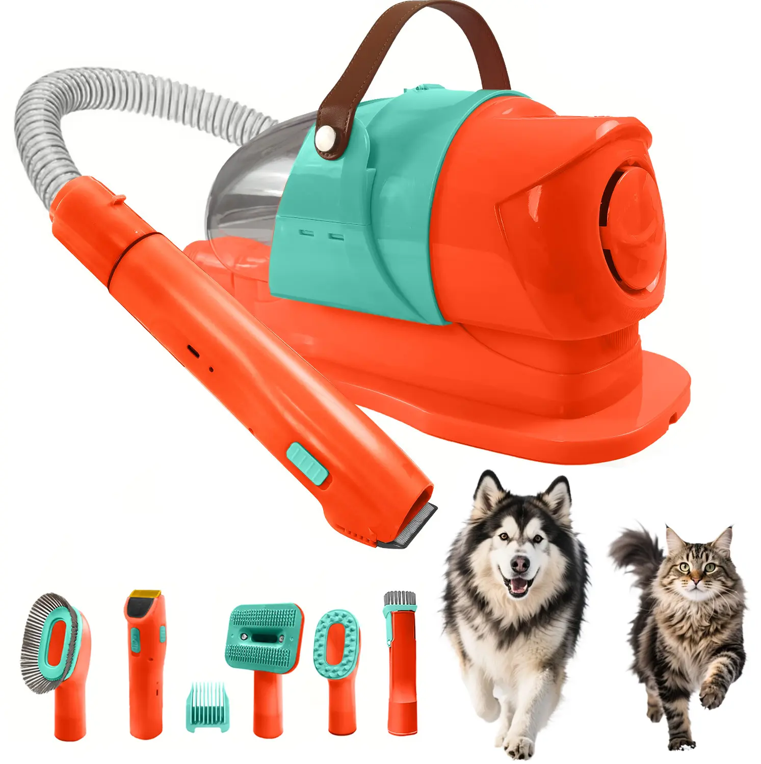 Pet Grooming Vacuum ,Dog &Cat Grooming Vacuum with 2.5L Dust Cup Dog Deshedding Brush 5 Tools for Shedding Pet Hair Lightweight Design 13KPa Suction Force Portable Cleaning Set