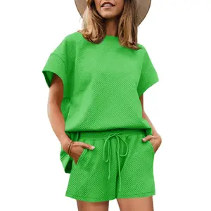Imily Bela Womens Loungewear Set Short Sleeve Tops and Shorts 2 Piece Outfits Matching Lounge Pajama Set with Pocket