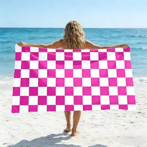 Portable Large Chessboard Beach Towel, Personalized Print, Super Size Picnic Blanket, Quick-Dry Microfiber, Sand-Proof, Ideal Summer Gift