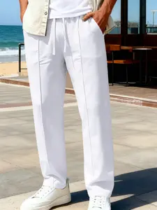 Men's Fall Winter Sportswear Long Pants, Side Stripe Elastic Waist Loose Fit, High-Quality Large Size Wide Leg Gym Jogger Pants, Casual Athletic Jogging, Tracksuit Bottoms, Sporty Trousers