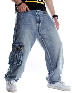 Ylingjun Baggy Jeans for Men Casual Loose Fit Hip Hop Skateboard Baggy Denim Pants (Light Blue 101 40)