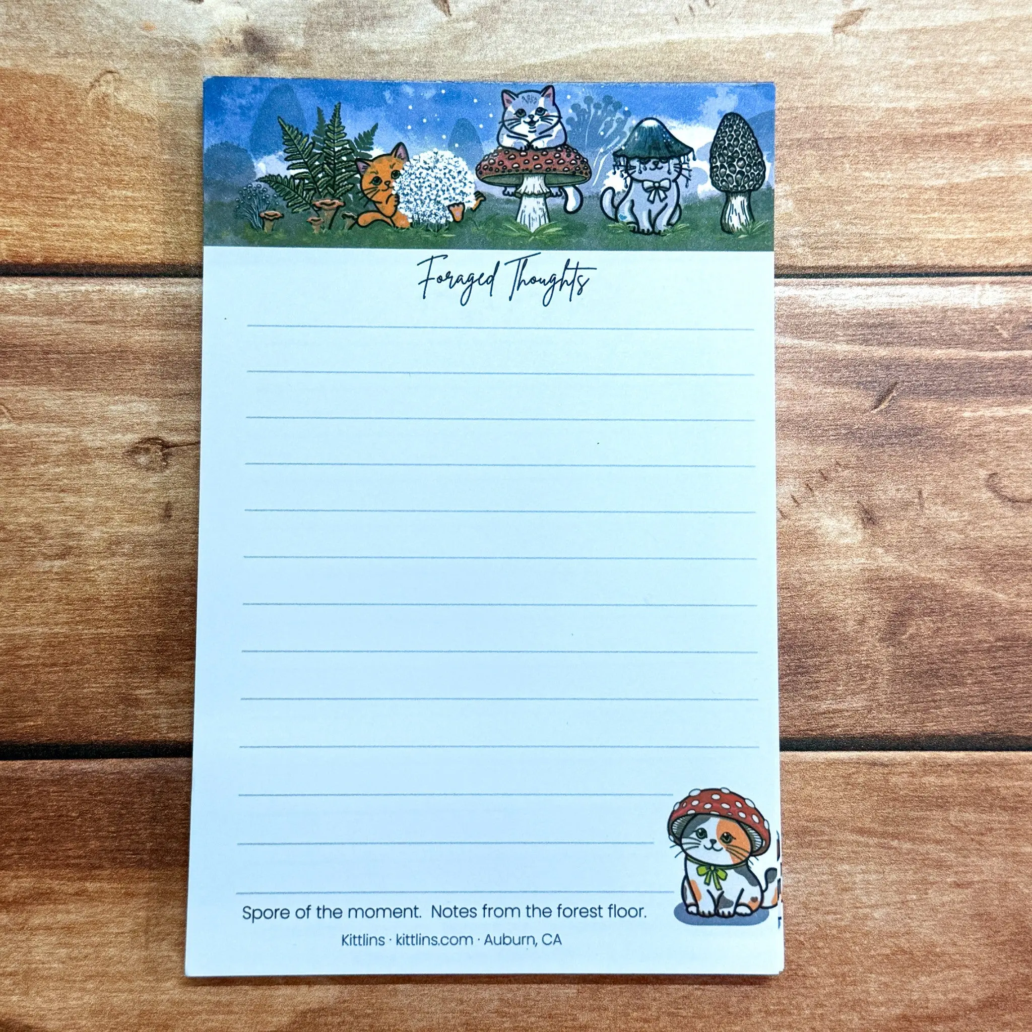 Foraged Thoughts Mushroom Cat Notepad