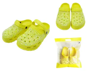 Fashion Rhinestone Clog Slippers CS-3001OR - Orange Casual Stylish Flipflop for Women's Walking Shoes Comfortable Sole Sizes S M L Summer Footwear Slide Parent Black