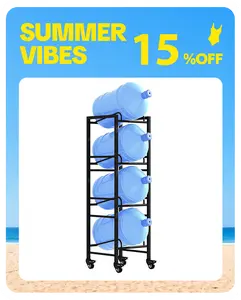 5 Gallon Water Jug Holder with Wheels, 4 Tier Heavy Duty Water Bottle Storage Rack Space Saving Organizer for Home Kitchen Office