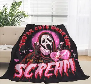 Halloween Horror Movie Blanket, Ghost Blanket Lightweight & Warm, Ultra-Soft & Comfy Blanket, Microfiber Fleece Blanket, Anti-Pilling Plush Blanket for Couch, Bed, Sofa Home Bedroom Decor