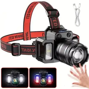 Rechargeable Headlamp 1 or 2Pack, 1500 Lumens Super Bright LED Head Lamp with 5 Modes,Adjustable Head Lights for Forehead, Long Runtime Waterproof HeadLamps for Camping Hunting Hiking waterproof headlight