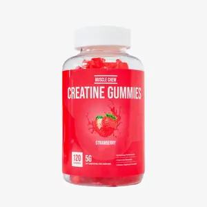 Muscle Chew Edible Creatine Chewables - Women's Dietary Nutrition Supplement, 5g Creatine per Serving, 120 Count (30-Day Supply), Fitness Endurance, Muscle Strength, Brain Booster, Skin Care Benefits, Strawberry Flavor