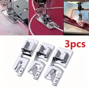 3counts Summary of household multifunctional electric sewing machine accessories, Sewing Supplies Crafts, zipper curling presser foot, overlocking presser foot, presser foot handle.