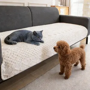 Soft Fabric Cat & Dog Friendly Sofa Cover Universal Fit for 1/2/3/4 Seat Sofas Non-Slip Slipcover Comfortable Towel Pet Friendly Easy to Use couch covers for sofa