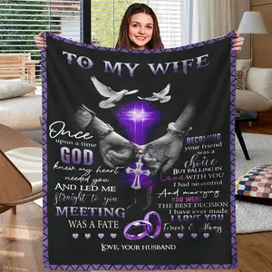 Flannel Printed Wife Blanket Gift, Soft Cozy TV & Sofa Throw Blanket, Perfect Birthday Gift for Wife, Flannel Printed Blanket, Wife Blanket Gifts