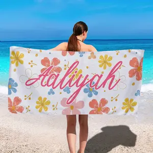 Large-Sized Custom-Name Beach Towel - Personalized, Ultra-Absorbent Swim Towel |   Comfortable Beach Towel, Stylish Pool Towel |   Beach Accessory, Holiday Essential |   Unisex