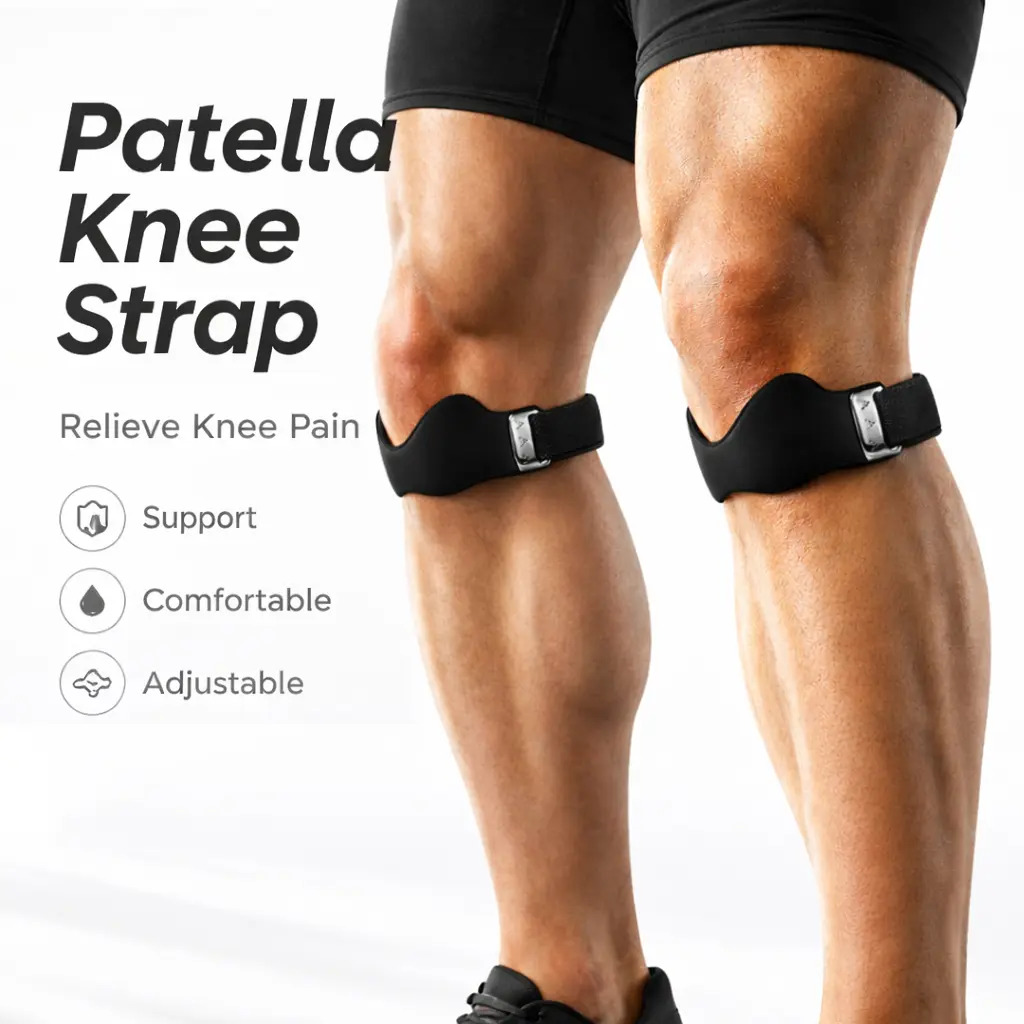 FallFreshness Adjustable Silicone Patella Knee Strap – Knee Pain Relief Brace for Women & Men, Perfect for Running, Basketball, Volleyball, Squats, Tendonitis & Jumper’s Knee
