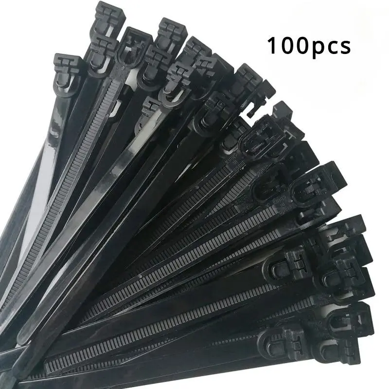 100pcs Heavy-Duty Sturdy Reusable Zip Ties - Secure Locking, Adjustable & Multifunctional for Home/Office Organization, Cable Management