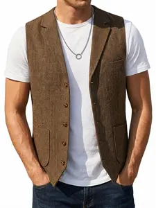 Men's Retro Tweed Vest Herringbone Wool-Blend : Elevate Formal & Casual Styles for Business, Weddings & Daily Sophistication