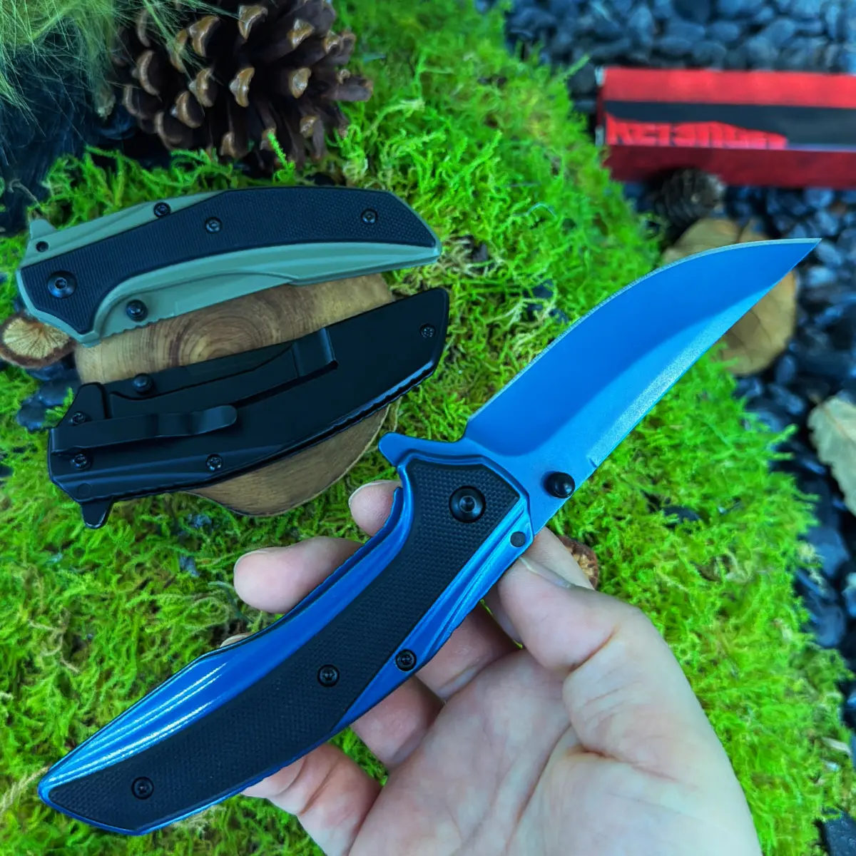 Folding Pocket Knife For Men,3In High‑Performance 8Cr13MoV Blade,Blue PVD Coating,G10 Handle With Clip,Sharp Compact EDC Tool,Bushcraft Outdoor Camping Hiking Hunting Fishing Survival Gear, Father's Day,Christmas & Birthday Gift For Outdoor Enthusiasts