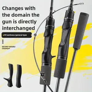 [W] Carbon Fiber Fishing Rod with Convertible Handle, Medium Power Fast Action fishing pole, Ceramic Guides, Perfect for Casting & Spinning