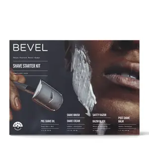 Bevel Men's Shave Kit - Safety Razor, Shave Brush, Shave Cream, Pre Shave Oil, Post Shave Balm and 20 Blades - 6ct