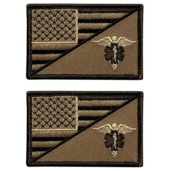 EMT USA Flag Medic EMS Tactical Patch (“Hook” Fastener -MF1) 2 Piece, for Jackets, Vests, Hats, Back Packs, Tactical Gears.