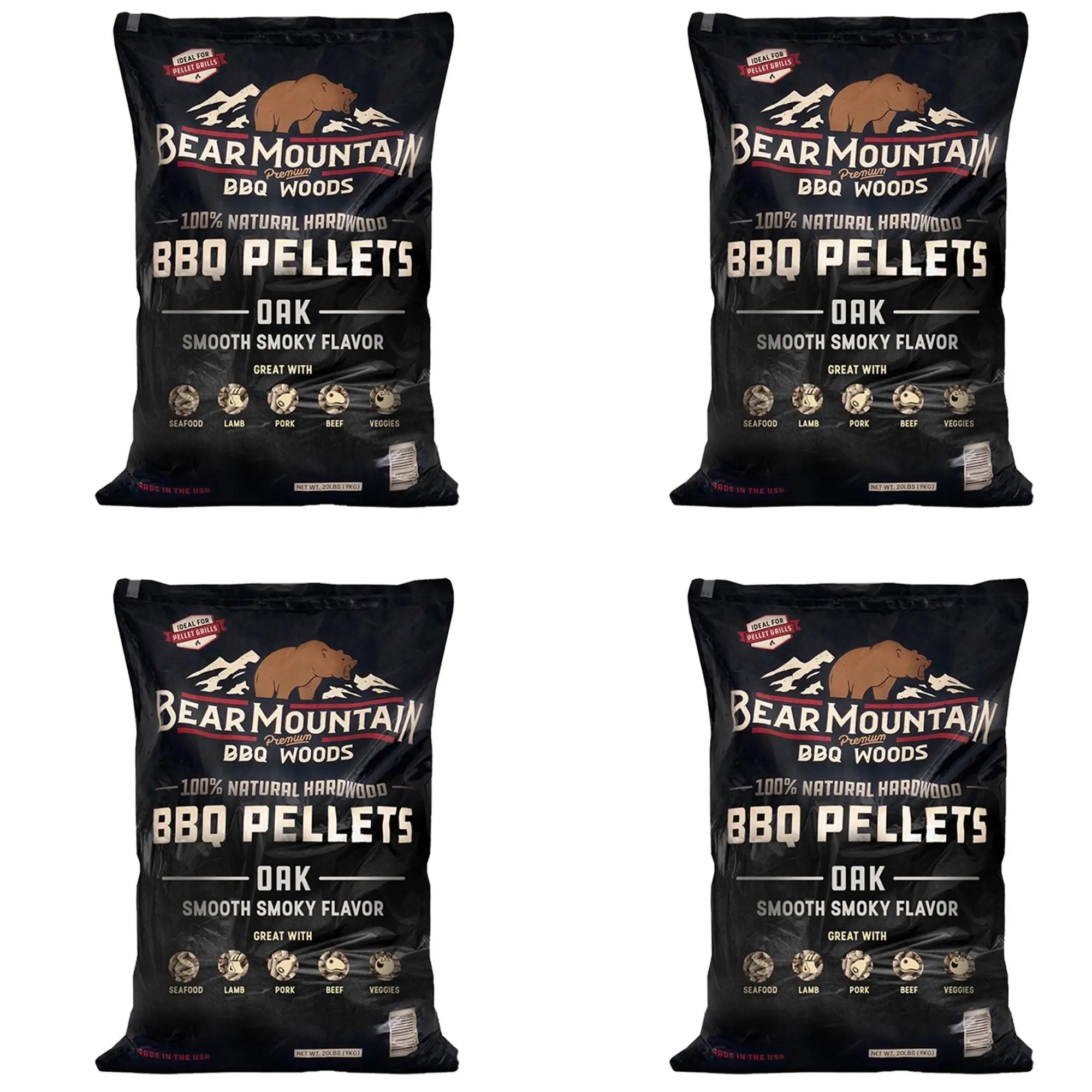 Bear Mountain BBQ All Natural Hardwood Oak BBQ Smoker Pellets, 20 lbs (4 Pack) Bear Mountain BBQ All Natural Hardwood Oak BBQ Smoker Pellets, 20 lbs (4 Pack)