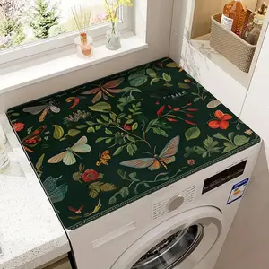 Insect Pattern Washing Machine Dust Pad, Washing Machine Cover, Non Slip Durable Polyester Decorative Pad, Suitable for Laundry Rooms, Kitchens, and Bathrooms