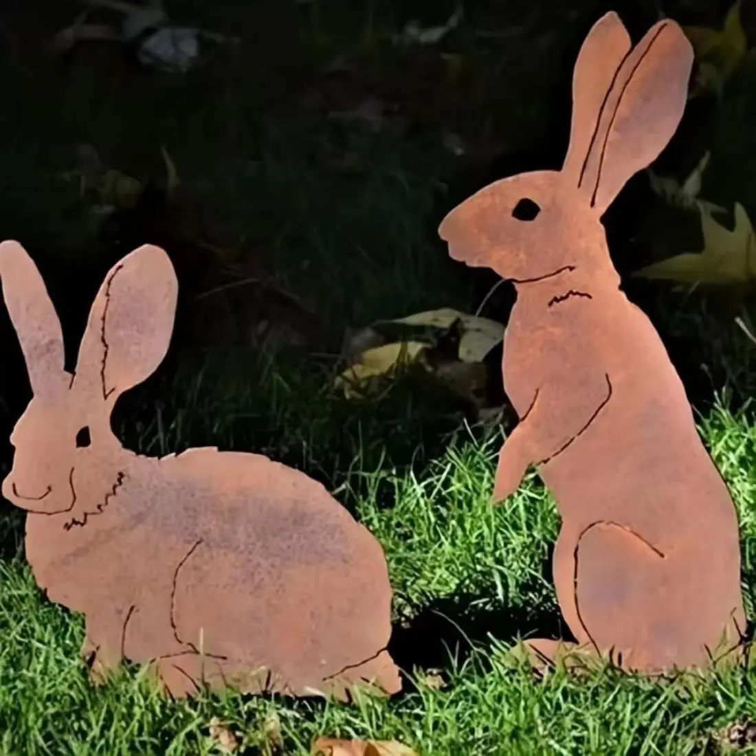 Rabbit Design Garden Decoration, Rustproof Metal Rabbit Garden Stake, Outdoor Yard Art, Perfect Farmhouse Decor for Christmas and Easter, Garden Sculptures