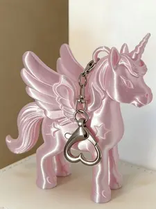 3D printed cute little pony pink unicorn keychain pendant car decoration for couples