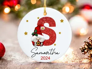 Custom Initial Ornament, Letter Name Ornament, 2024 Family Ornament, Christmas gift, Family Keepsake, Monogram Ornament (Please note the name you want to customize or send it to me via message)