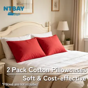 NTBAY Cotton Pillowcases - Envelope Closure Pillowcases Set of 2, Breathable and Soft Bed Pillow Cases