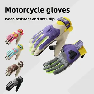 Motorcycle gloves summer riding men's sunscreen female riders contrasting colors thin non-slip and wear-resistant macaron locomotive gloves soccer goalkeeper thumb support dream co wr