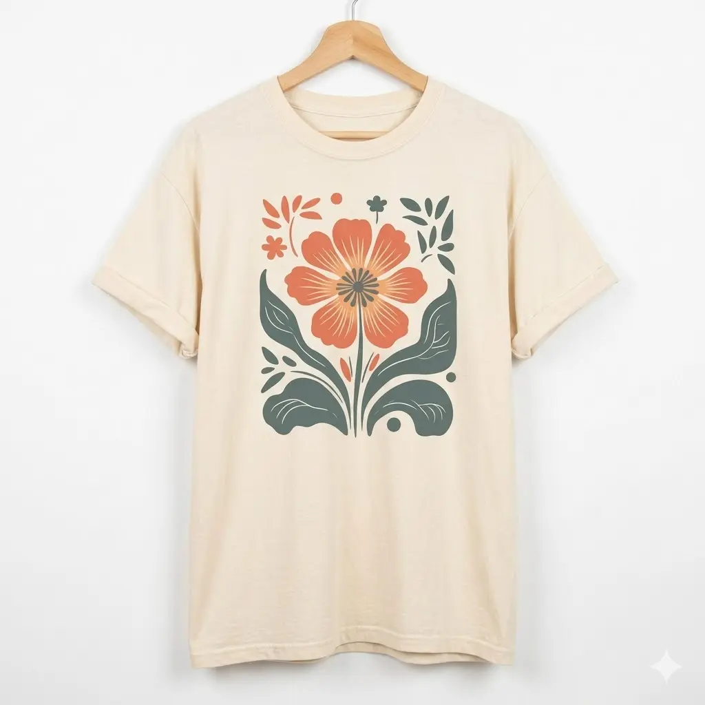 Vintage Autumn Floral Graphic T-Shirt Botanical Plant Lover Unisex Gift Tee