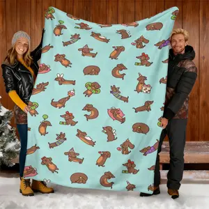 Cute Sausage Dog Pattern Blanket, Warm and Comfortable, Home Bedroom Essential, Gift and Self-Use, Multi-Purpose