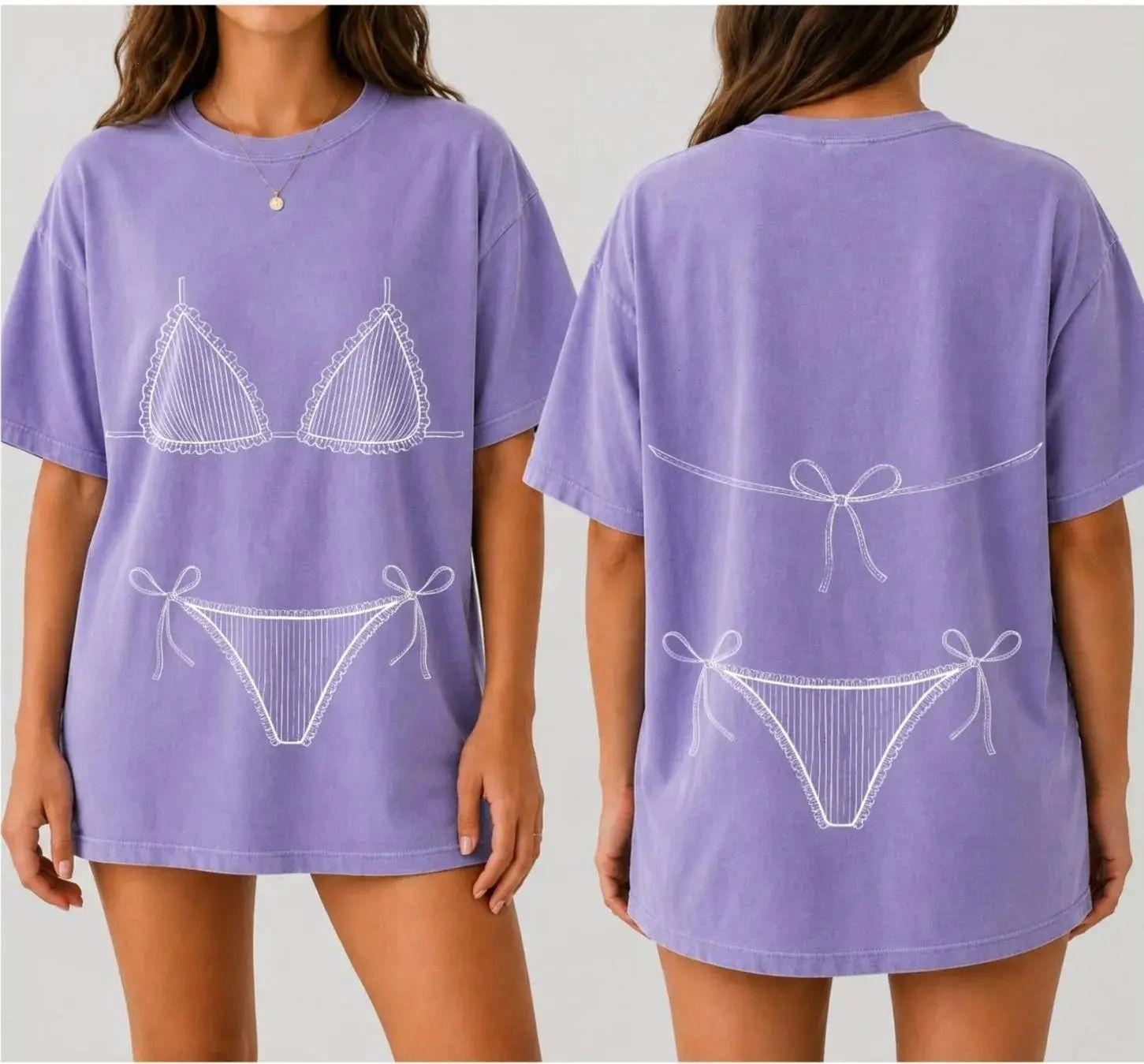 Comfort Colors Pigment-Dyed Bikini Tshirt For Beach Vacations, Summer Beachwear And Tropical Coastal Holiday Looks, Cute Graphic Apparel, Made In Usa