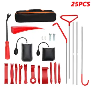 Universal 25Pcs Paintless Dent Repair Tool Kit Stainless Steel Crowbar Car Audio Dashboard Dismantle Fastener Remover Set Car Trim Removal Pry Bar Tool Kit for Auto Repair