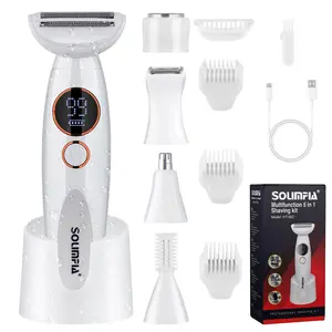 Solimpia 5 in 1 Multi-Functional Women's Electric Shaver, Waterproof Hair Trimmer, Perfect for Eyebrows and Body Hair, Rechargeable Lithium Battery