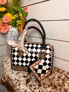 Aspen Tooled Leather Checkered Speedy – Western Accessory Set