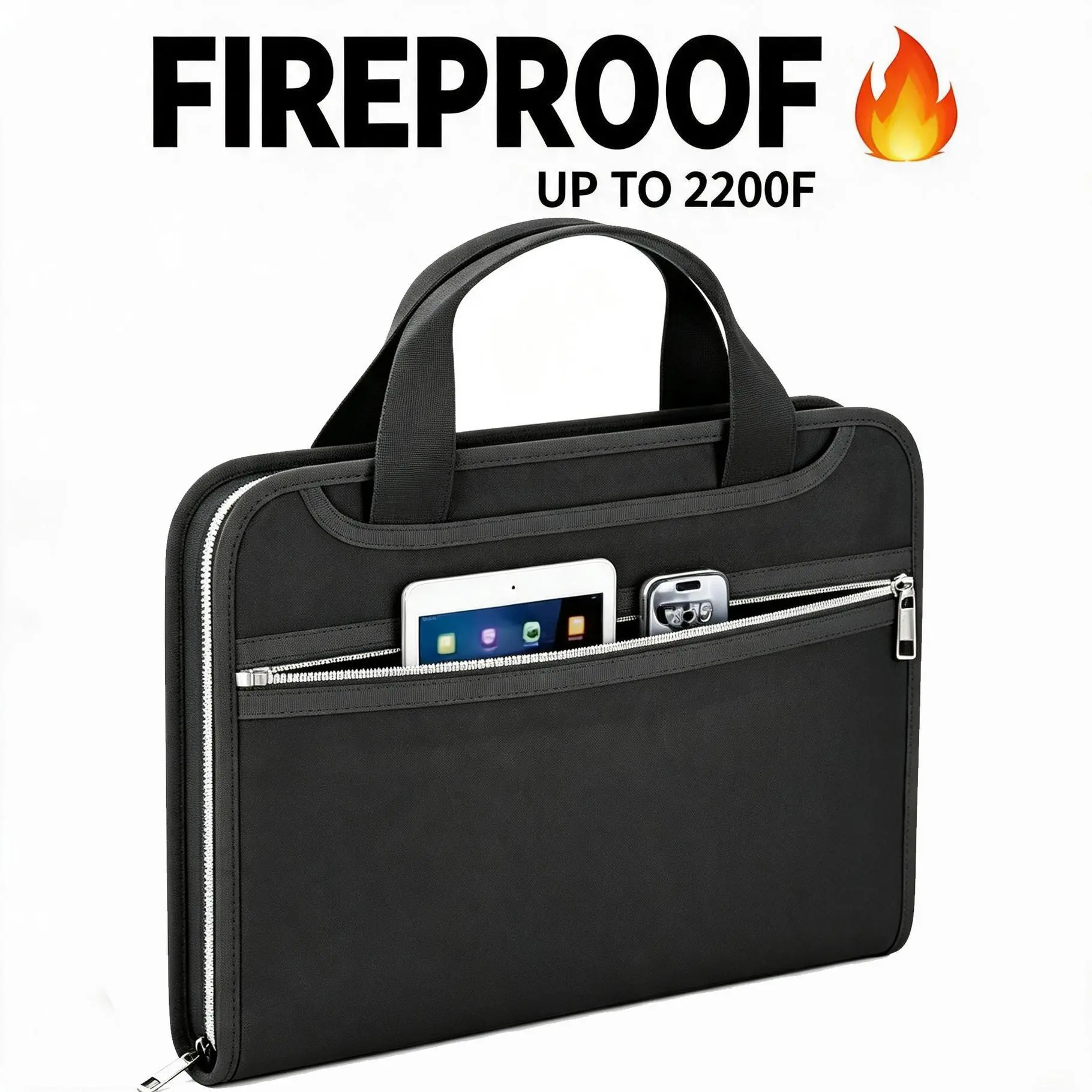 Fire Resistant Expanding Document Bag, 13 Compartment A4 Waterproof Organizer for Business File Protection