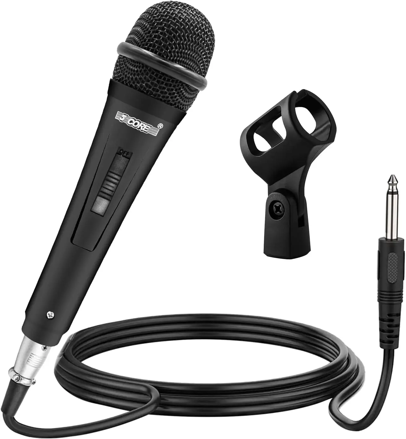 5 CORE Microphone Dynamic Vocal Handheld Mic Cardioid Unidirectional Microfono w On Off Switch + XLR Audio Cable for Singing - Parent Plastic MIC (Black Matte, 1 Piece)