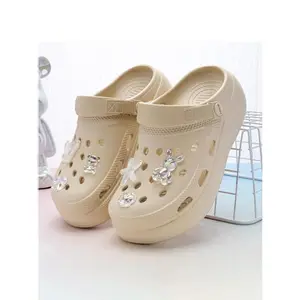 Women's Cartoon Crystal Butterfly Cutout Shoes, Cute Platform Slippers for Beach Use, Unique Sandals, Non-Slip Toe Protection, High Comfort